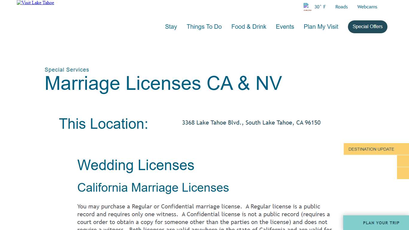 Wedding Licenses CA & NV - Visit Lake Tahoe