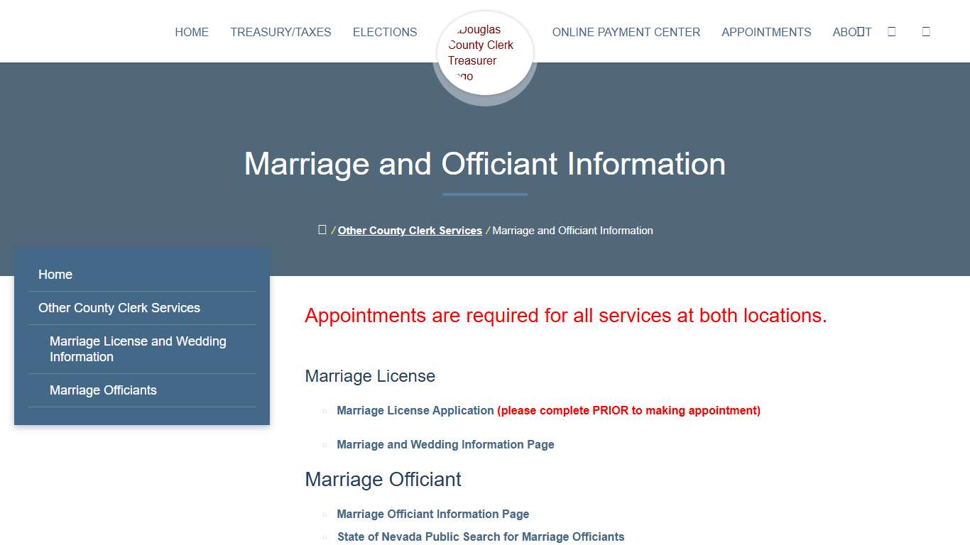 Marriage and Officiant Information - Douglas County Clerk Treasurer